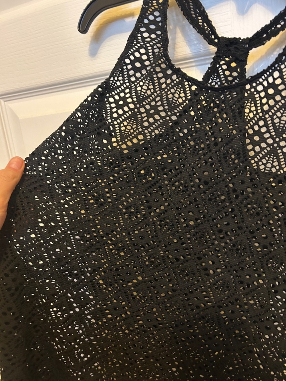 Black Crochet Racerback Tank Top - Picture 4 of 6